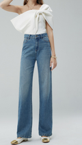 Women's Ripped Straight Leg Cat Whisker Denim Jeans