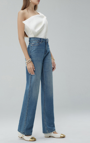 Women's Ripped Straight Leg Cat Whisker Denim Jeans