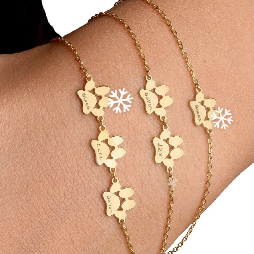 Personalized Pet Paw Print Bracelet for Dogs & Cats