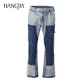 Vintage Distressed Splash Ink Flare Jeans for Men